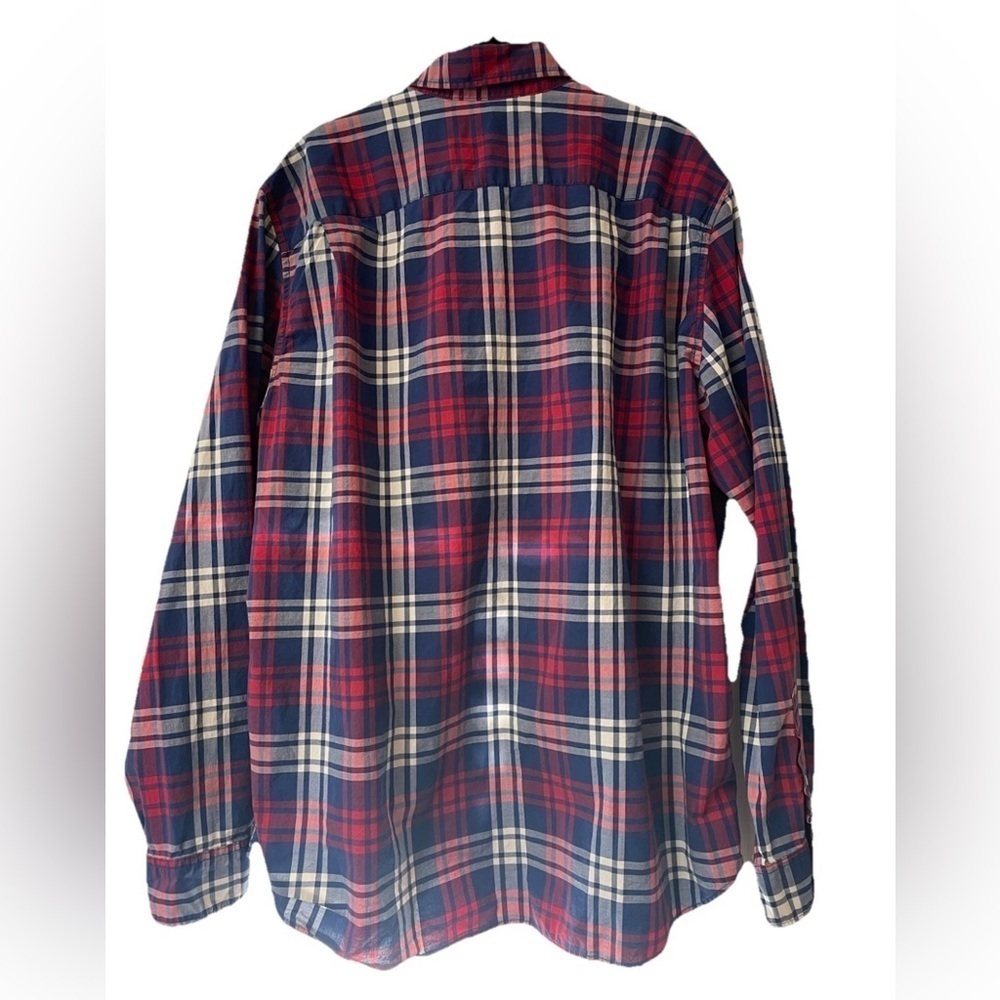 GAP Men’s Plaid Button Down Red Tartan Plaid Size XL preppy, workwear, holiday - Picture 3 of 8